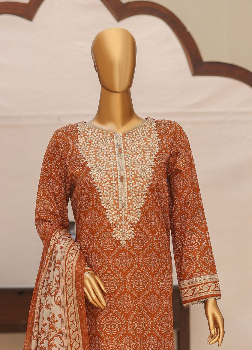 HZ Premium Daily Wear Unstitched Embroidered 3pc Lawn Collection - 2026 (D-01)