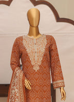 HZ Premium Daily Wear Unstitched Embroidered 3pc Lawn Collection - 2026 (D-01)