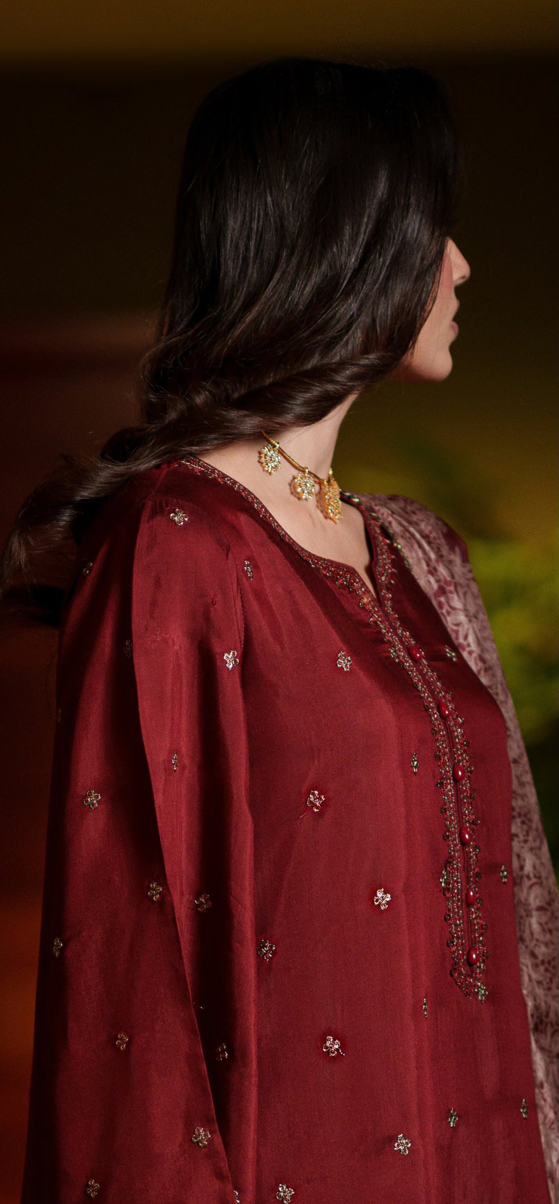 Elara by Casual Lite | Stitched Embroidered Viscose Silk Collection - 2026 (AURELIA WINE)