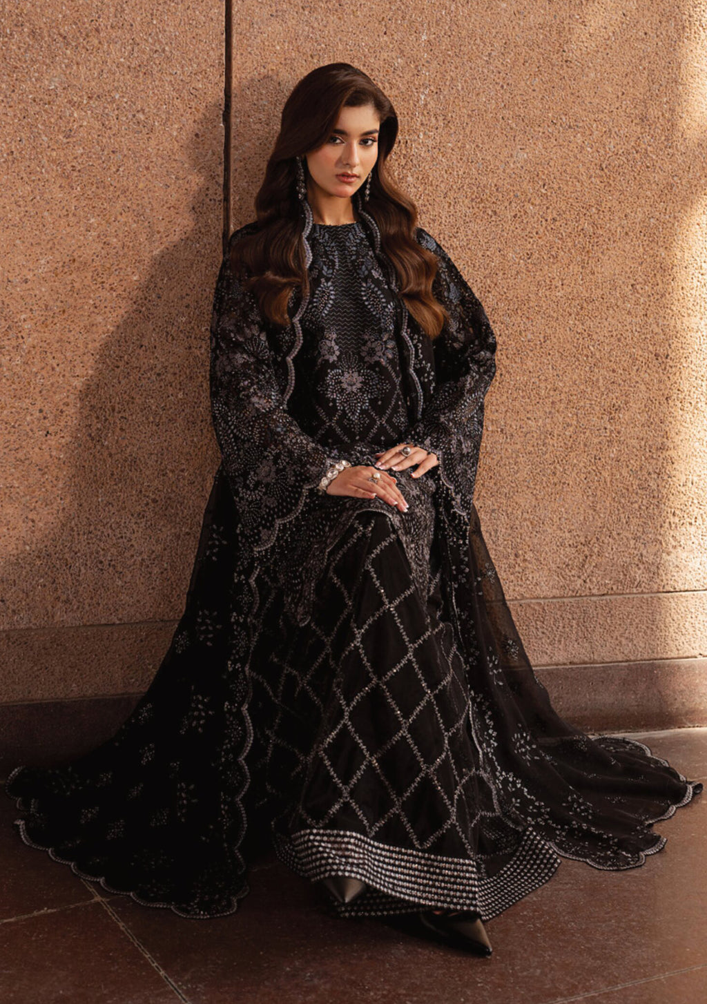Lazawal by Lamisah | Unstitched Embroidered Formal Chiffon Collection - 2026 (BlLACK WISHPER))