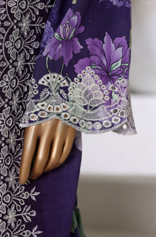 Sadabahar Stitched Laser Fusion Chikankari Khaddar Collection - 2025 (DEEP VIOLET)