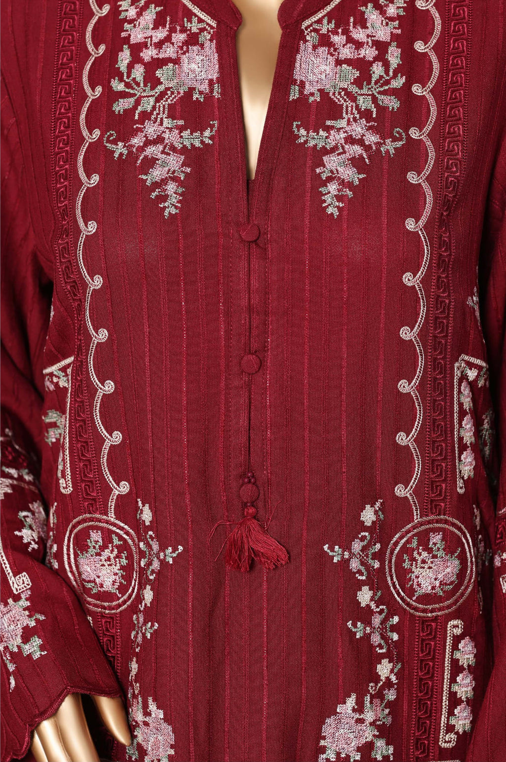 Sadabahar Stitched Luxury Dhanak with Palachi Shawl Collection - 2025 (MAROON)
