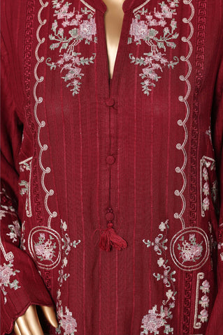 Sadabahar Stitched Luxury Dhanak with Palachi Shawl Collection - 2025 (MAROON)