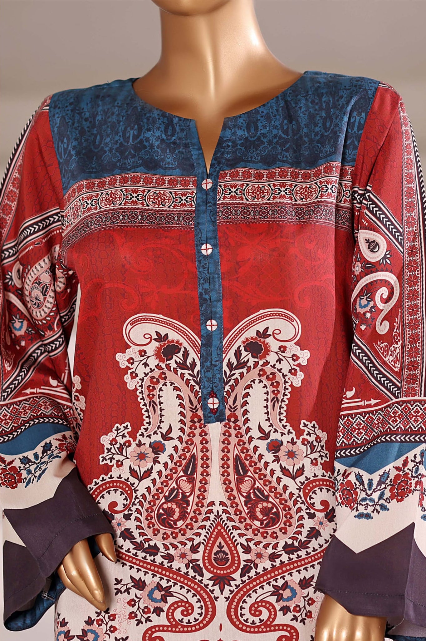 Sadabahar Stitched Printed Viscose 2PC Set Collection - 2025 (RED & BLUE)