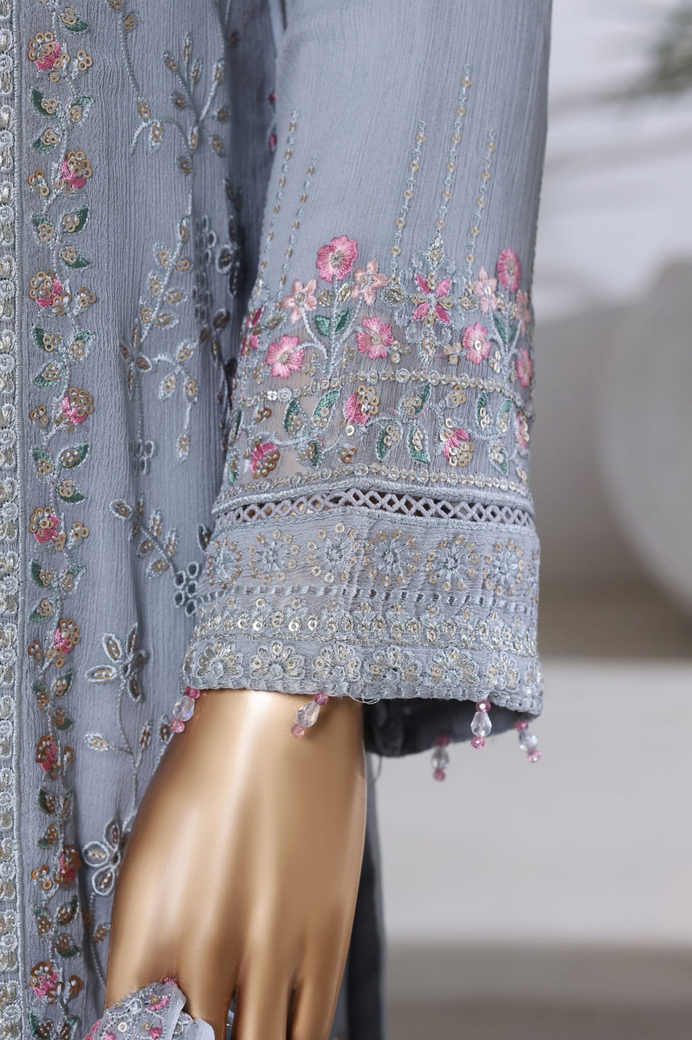 Afsanay by Sadabahar | Stitched Luxury Chiffon Vol-15 Collection - 2025 (GREY)