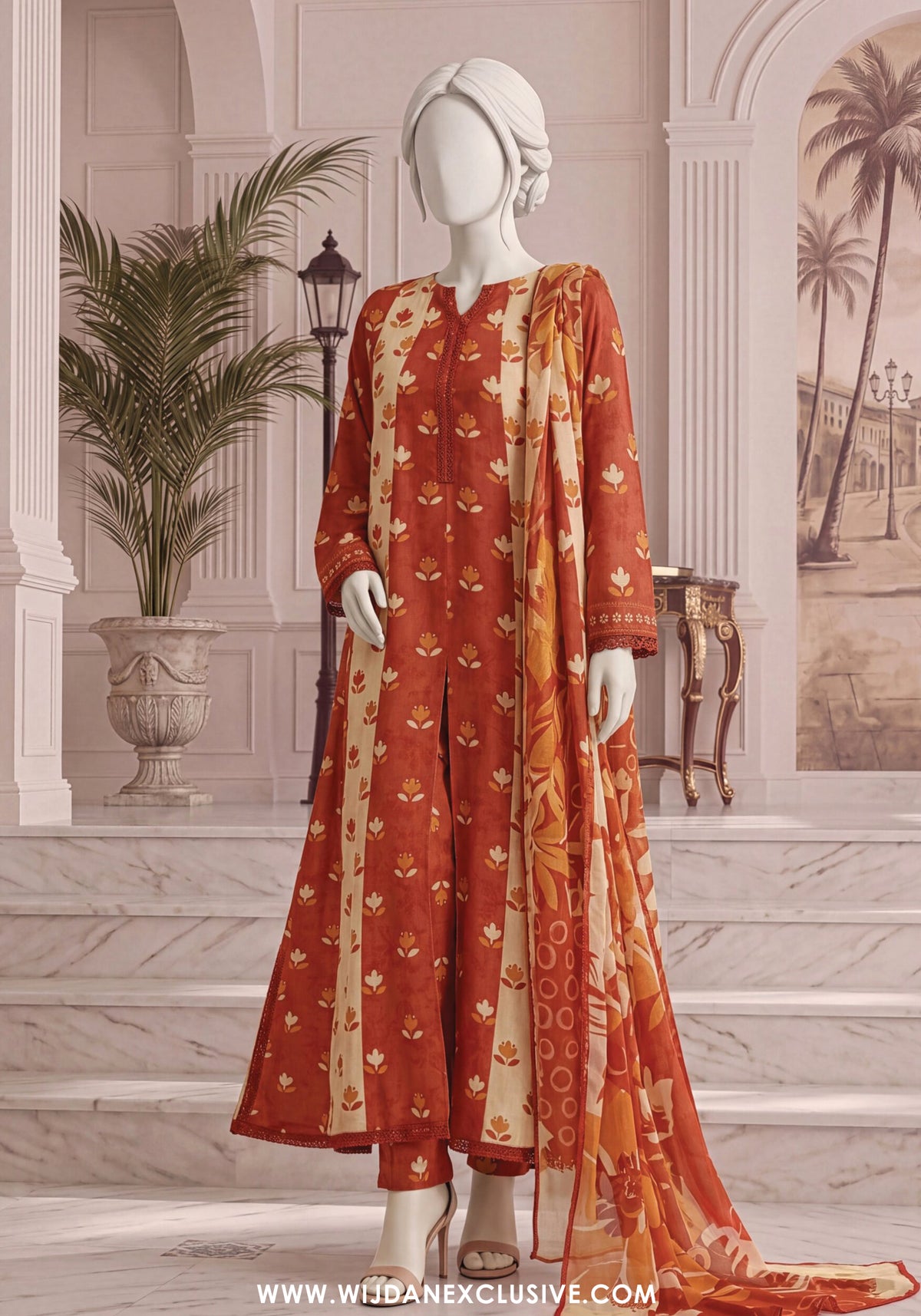 A Flowy Cut by HZ Textile | Stitched Printed & Emb Silk Collection'26 (D-01)