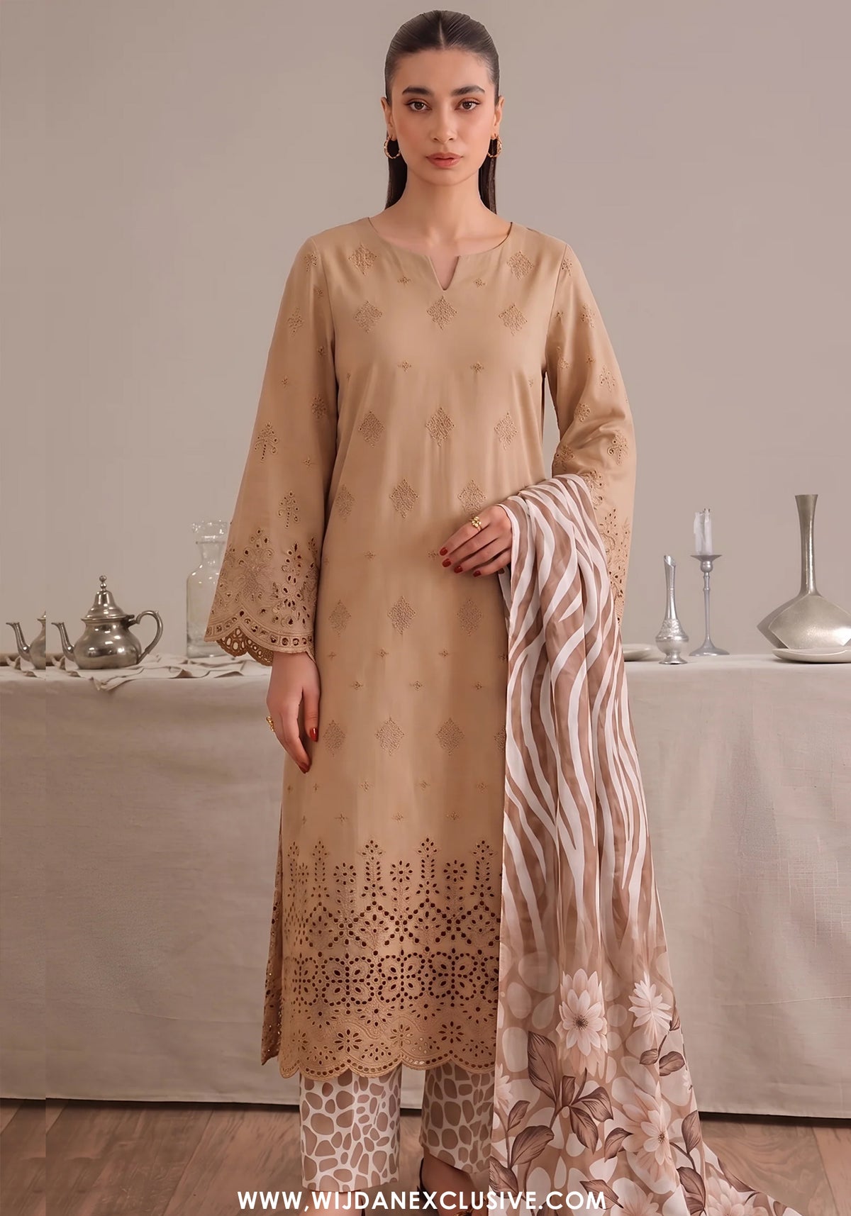 Jeem by  Amna  Khadija | Stitched Chikankari Lawn Collection - 2026 (D-01)
