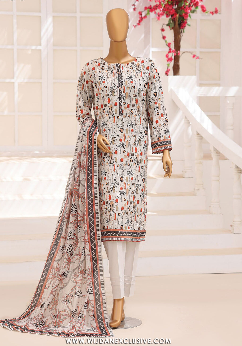 HZ Unstitched Platinum Floral Printed Lawn Collection - 2026 (D-01)