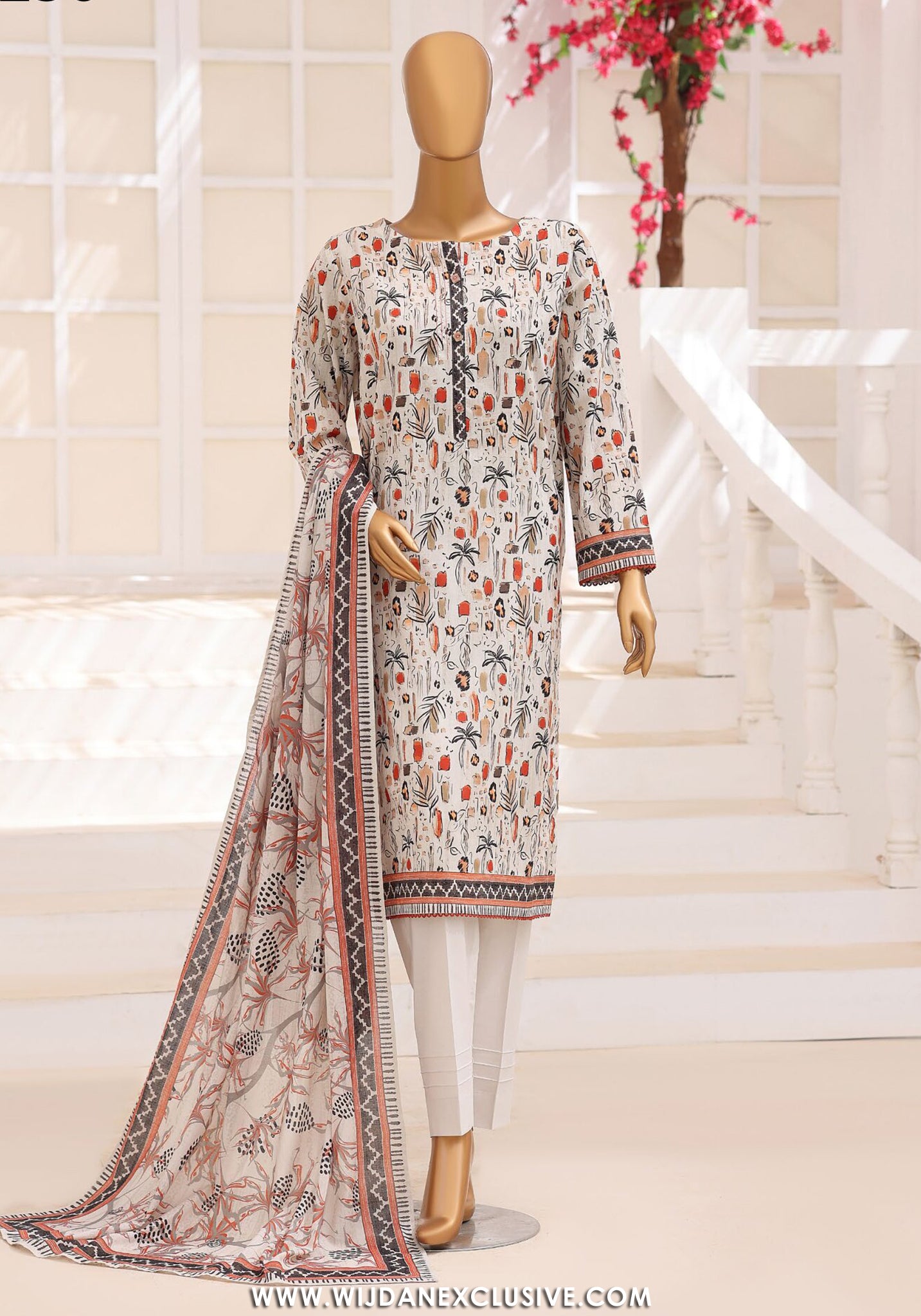 HZ Unstitched Platinum Floral Printed Lawn Collection - 2026 (D-01)