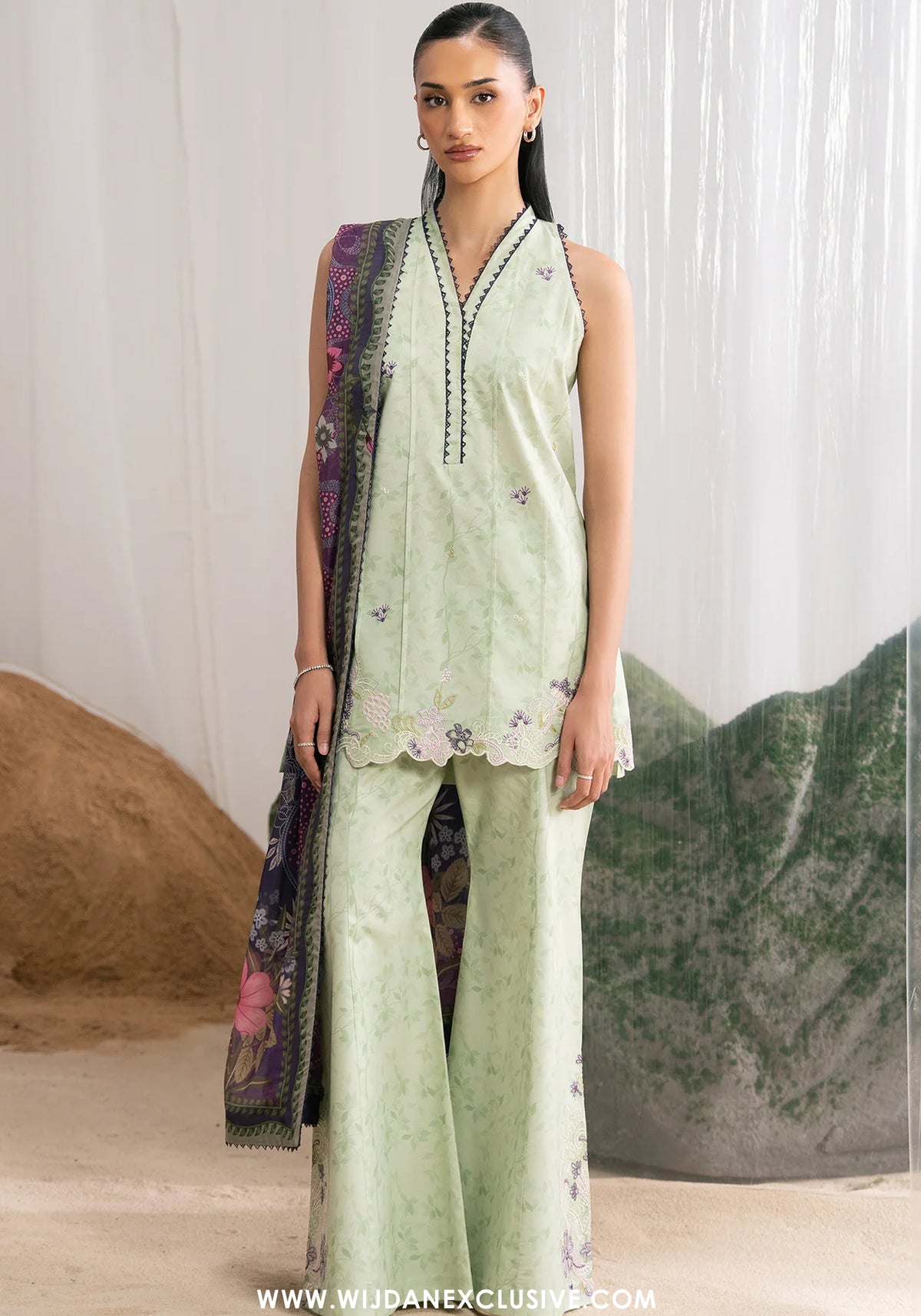 Nysa by Seran | Unstitched Printed & Embroidered Cambric Collection'26 (CELADON)