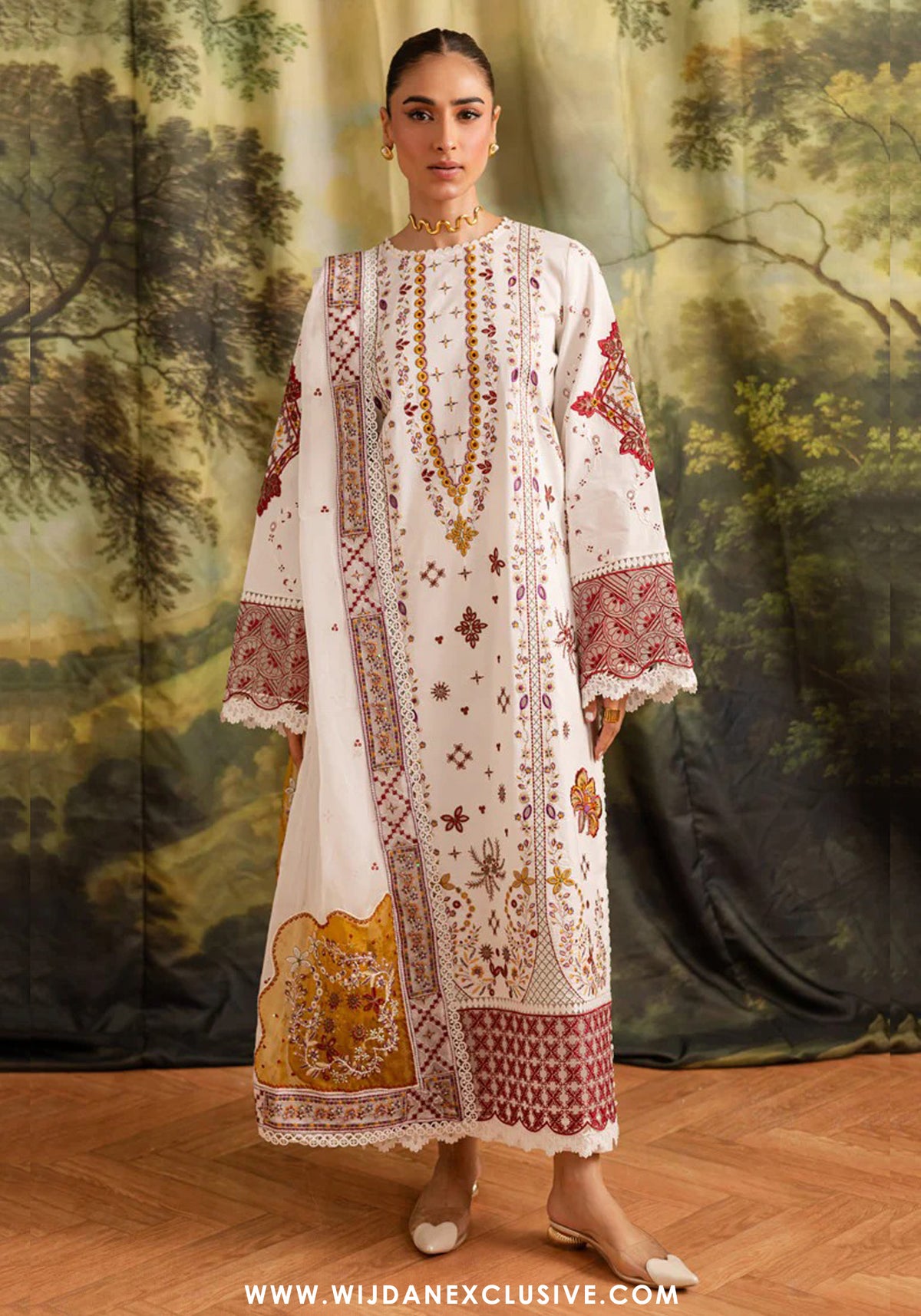 Marjjan Guzel Unstitched Embroidered Lawn Collection - 2025 SMC-207 (White)