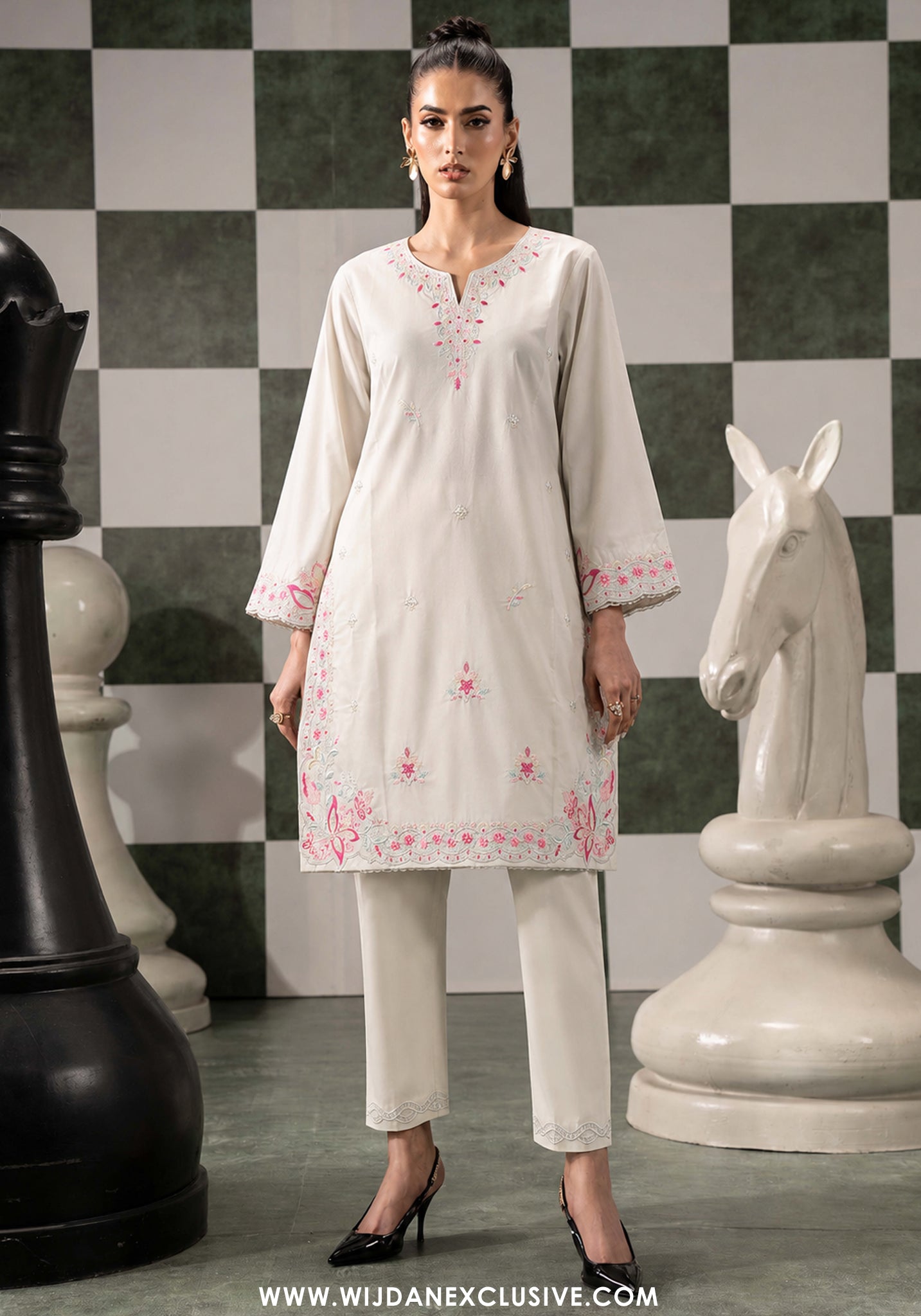 Allure by Wijdan | Stitched 2pc Embroidered Lawn Collection - 2026 (D-01)
