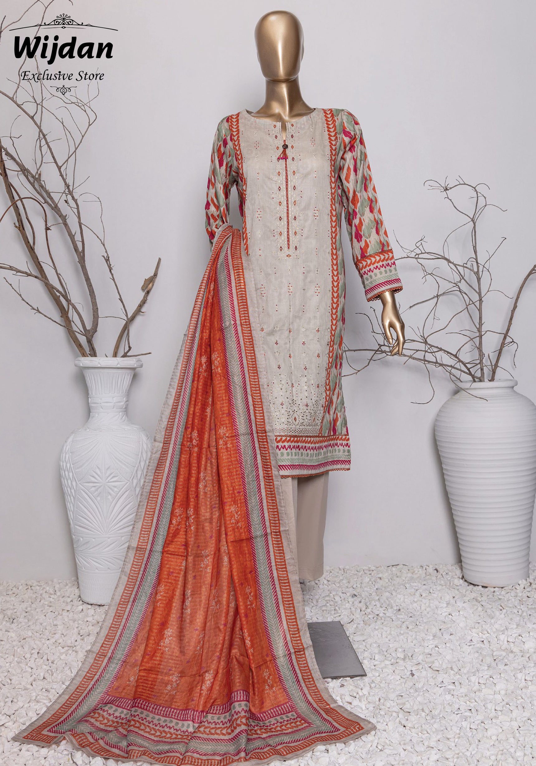 Asasa Embroidered Printed Lawn Collection Vol-04 by Hz Textile D-01