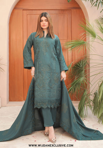 Marjjan Unstitched Embroidered Winter Vol-02 Collection - 2025 (MRW-531-GREEN)