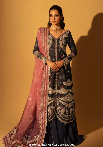 Aylin Unstitched Silk Hand Work Collection (SAPPHIRE DUSK)