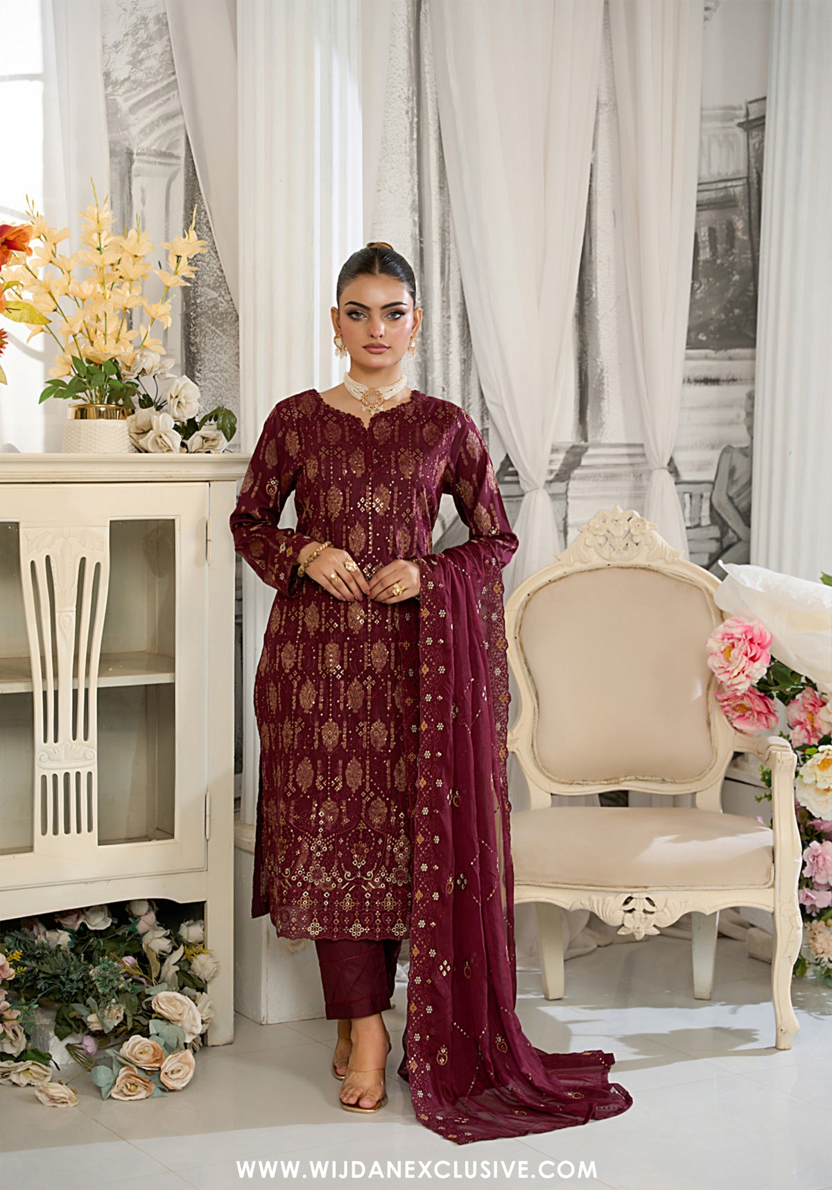 Zarqash by Wijdan | Unstitched Embroidered Broshia Cotton Collection - 2025 D-07