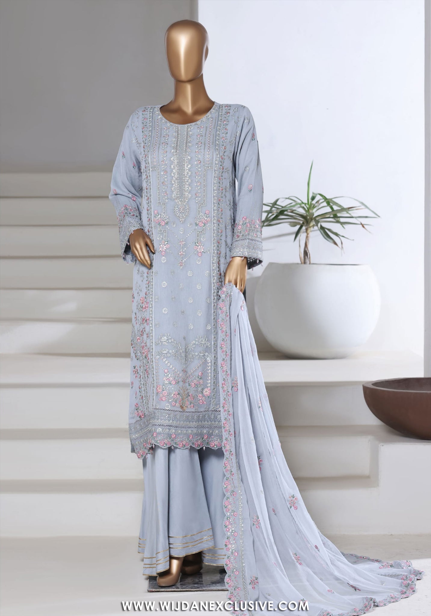 Afsanay by Sadabahar | Stitched Luxury Chiffon Vol-15 Collection - 2025 (GREY)