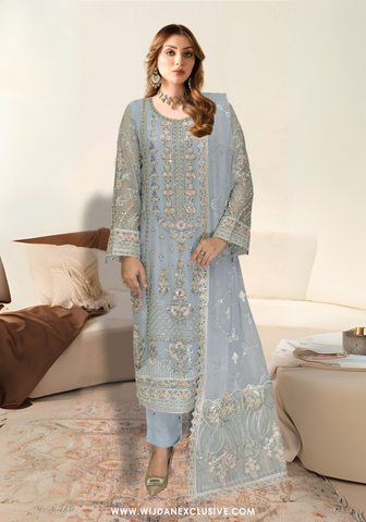 Ramsha Unstitched Embroidered Chiffon Collection - 2025 WF-497