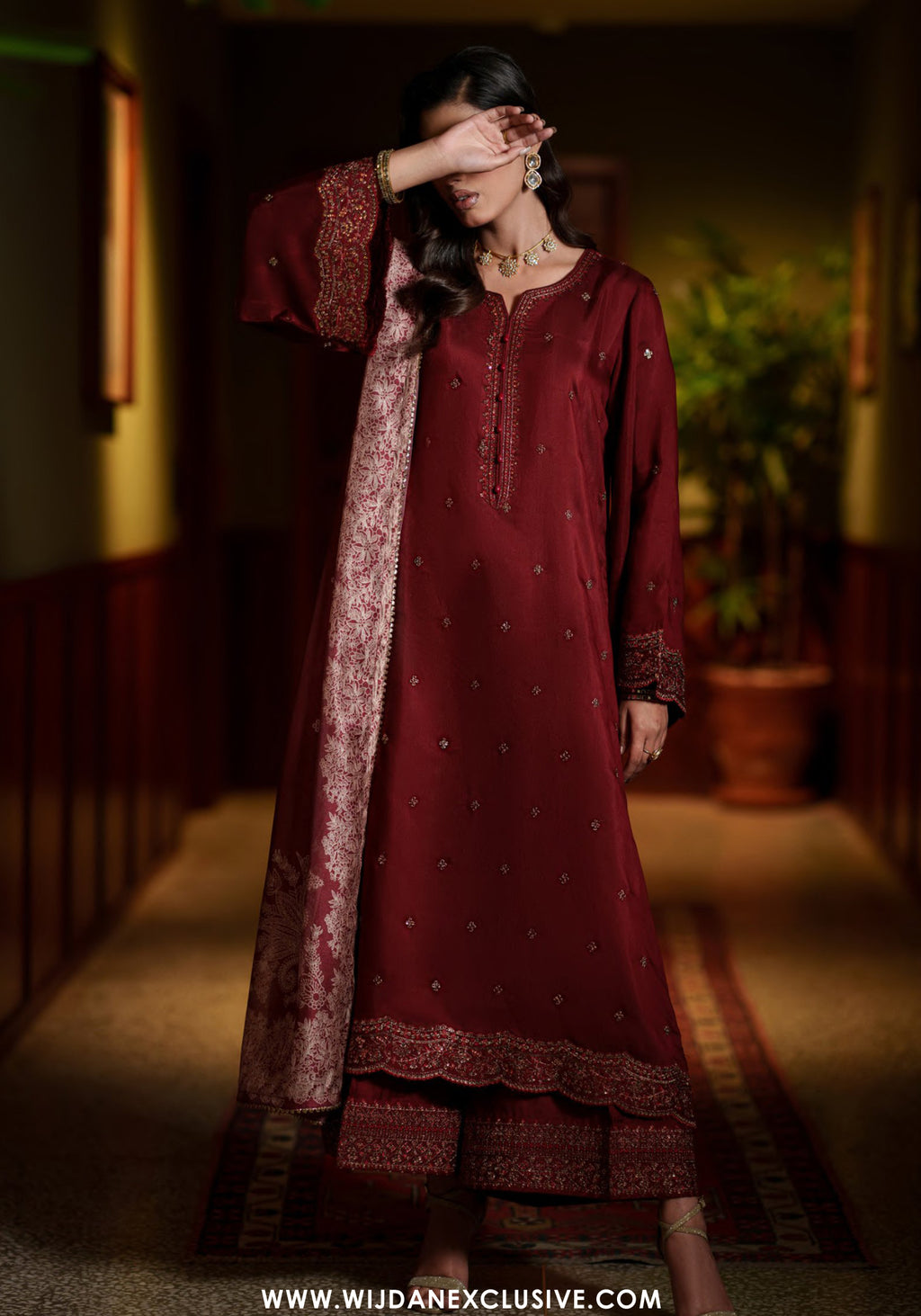 Elara by Casual Lite | Stitched Embroidered Viscose Silk Collection - 2026 (AURELIA WINE)