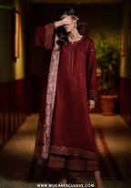 Elara by Casual Lite | Stitched Embroidered Viscose Silk Collection - 2026 (AURELIA WINE)