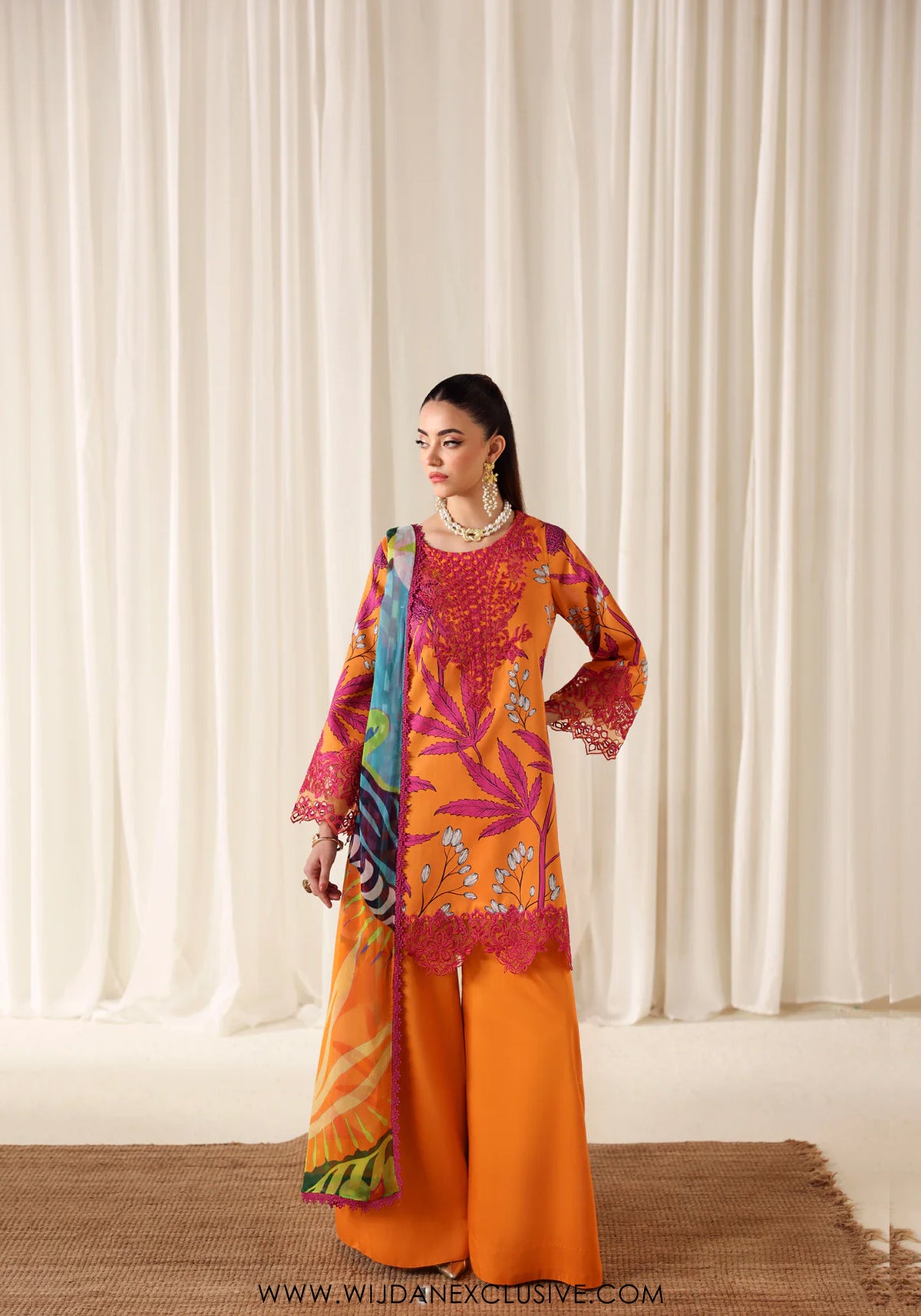 Zyrah by Naqsh | Unstitched Fall Winter Collection - 2025 LAVA ORANGE - 00189