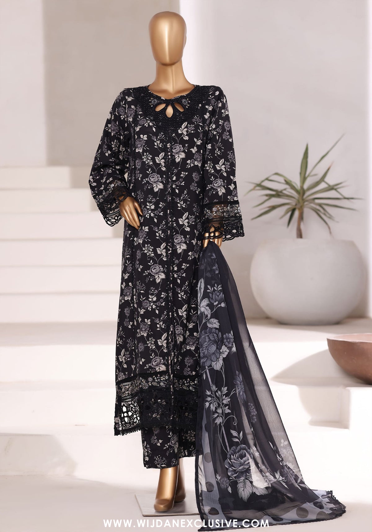 Sadabahar Stitched Festive Embroidered Viscose Collection - 2025 (BLACK)