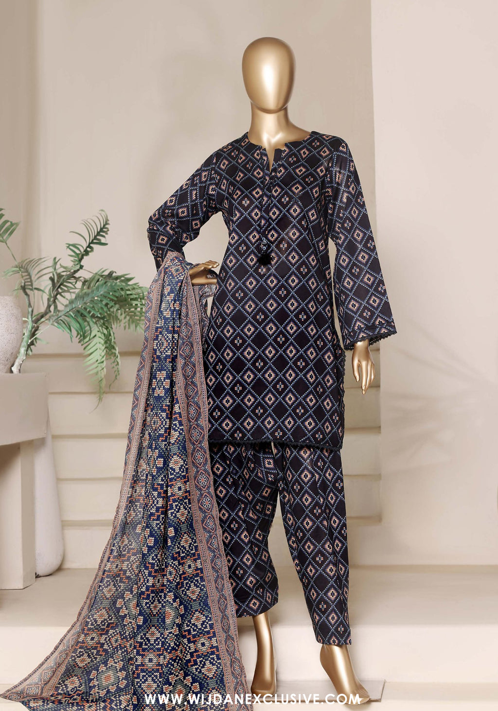 Sadabahar Stitched Printed With Shalwar Collection - 2026 (D-01)