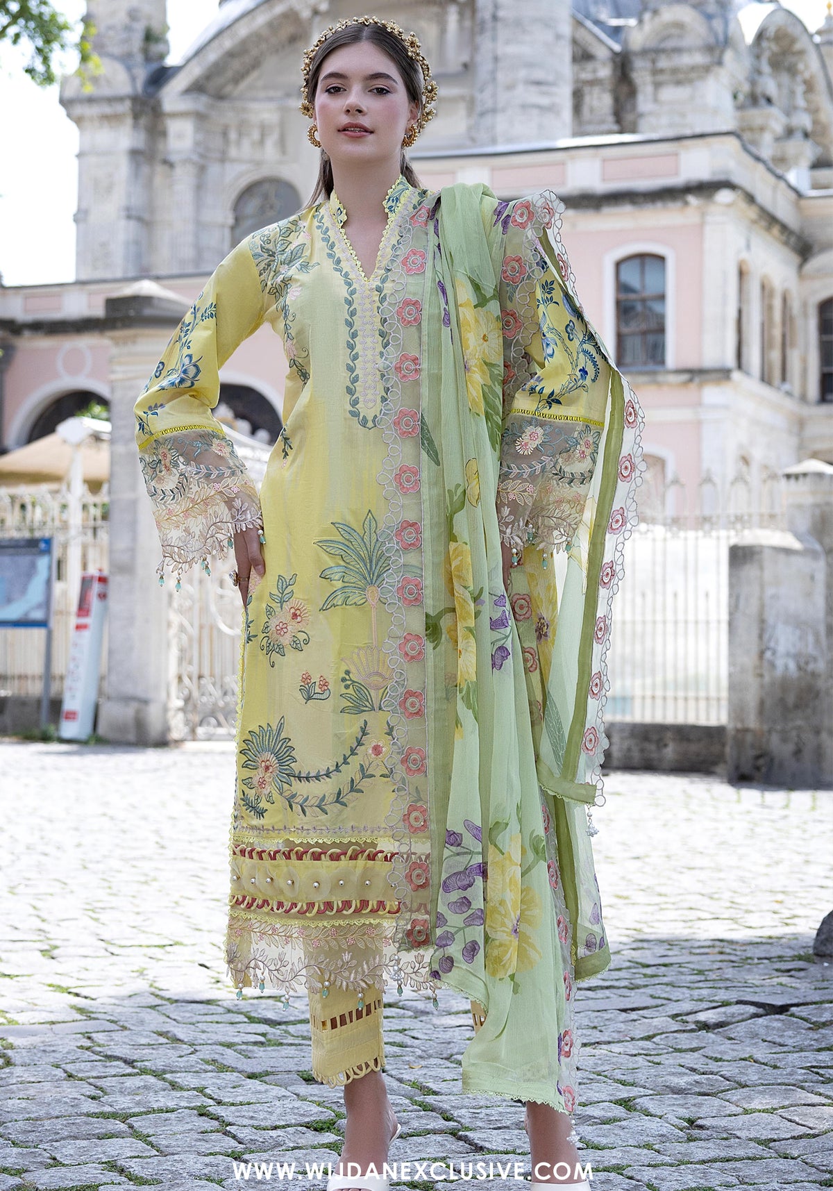 Sunshine Bloom Premium Unstitched Embroidered Collection - 2026 (D-01)