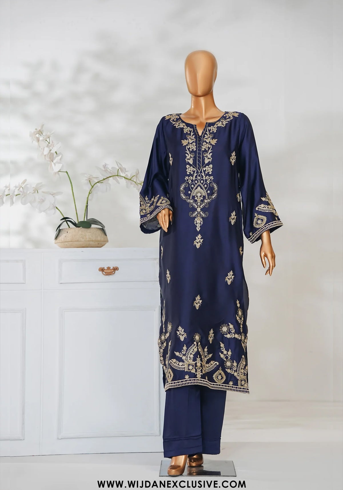 Mohar by Amna Khadija | Stitched Shamooz Silk 2PC Collection - 2026 (DEEP BLUE)