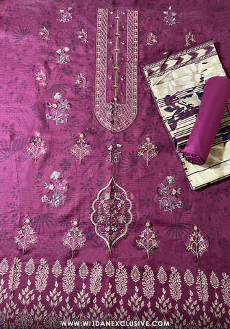 Jasmine Unstitched Doriya Digital Embroidered Lawn - 2025 by Wijdan D-02