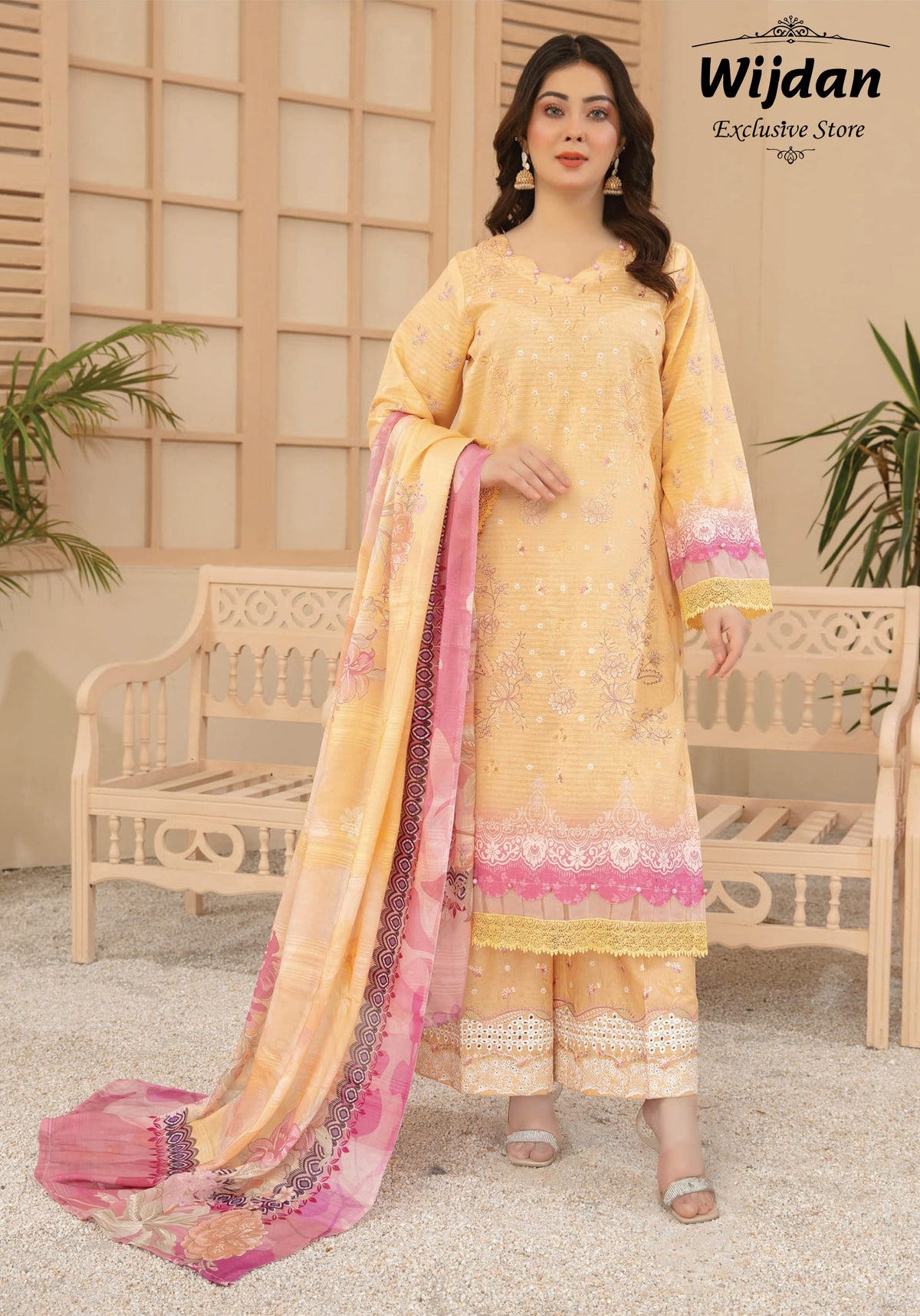 Plazo Digital Printed Bana Doria Lawn Collection'25 by Abisha D-01