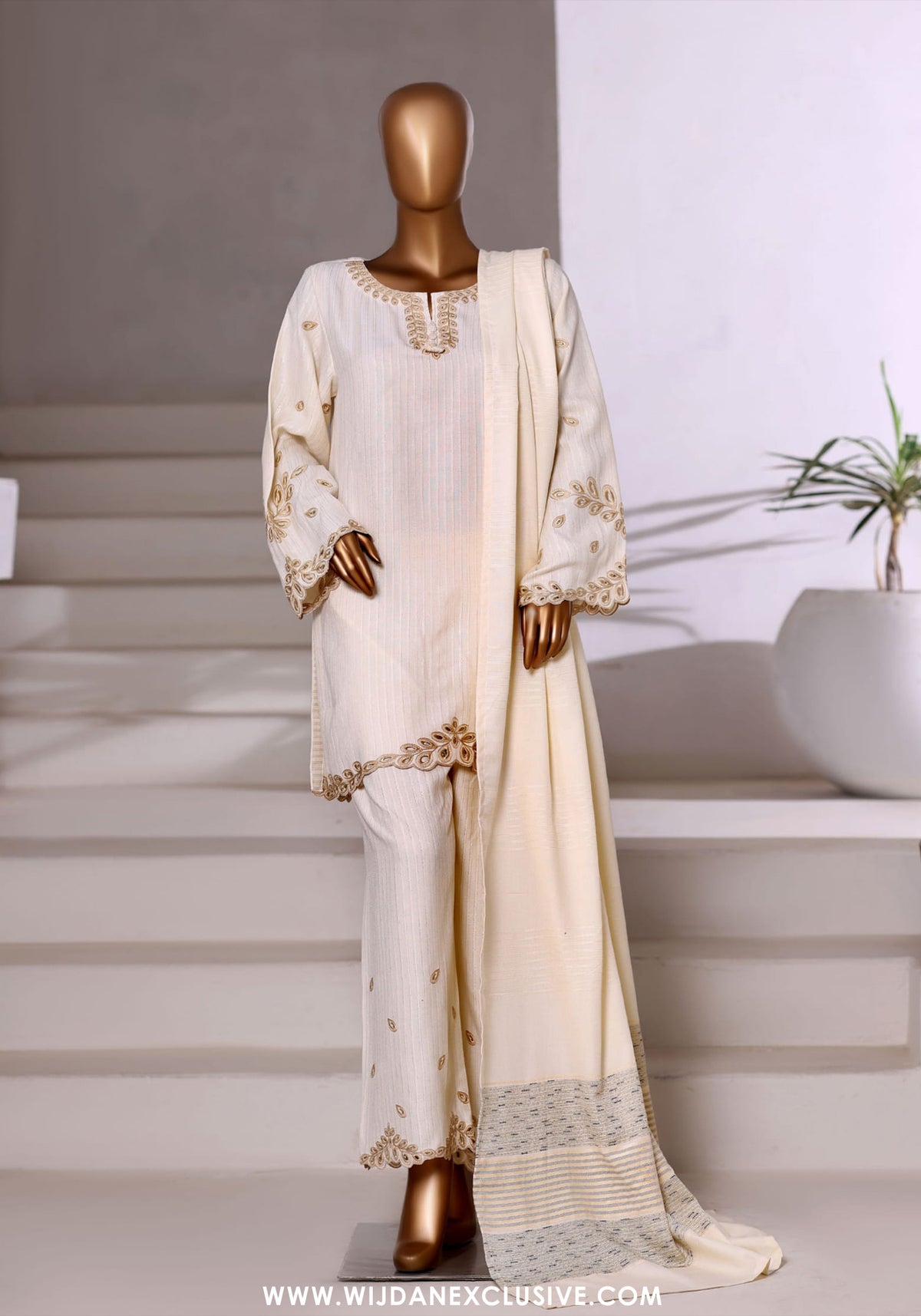 Vybe by Sadabahar | Stitched 3PC Dhanak Co-Ords Collection - 2025 (OFF-WHITE)