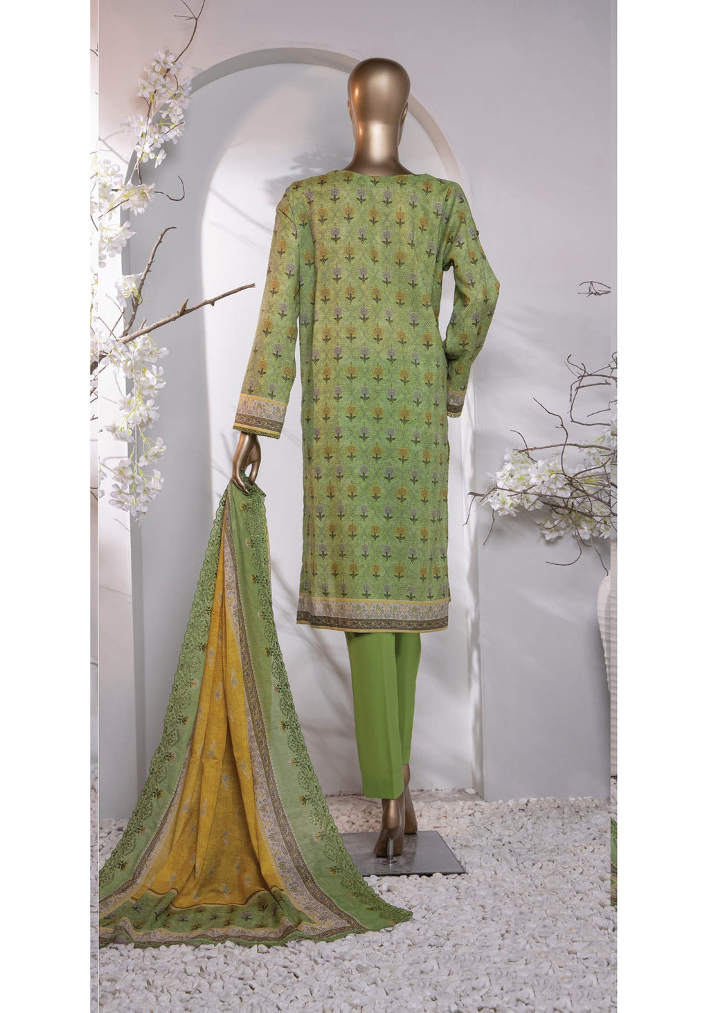 HZ Premium Embroidered Cotton Lawn Collection'24 D-01