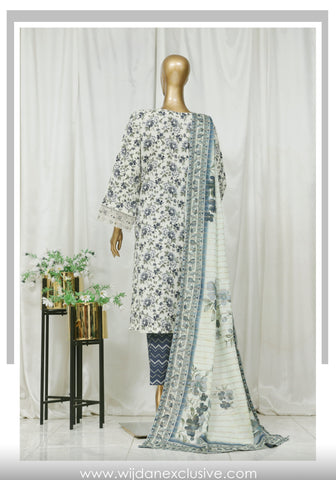 Bin Saeed Luxury Front Open Cutwork 3pc Collection'25 D-01
