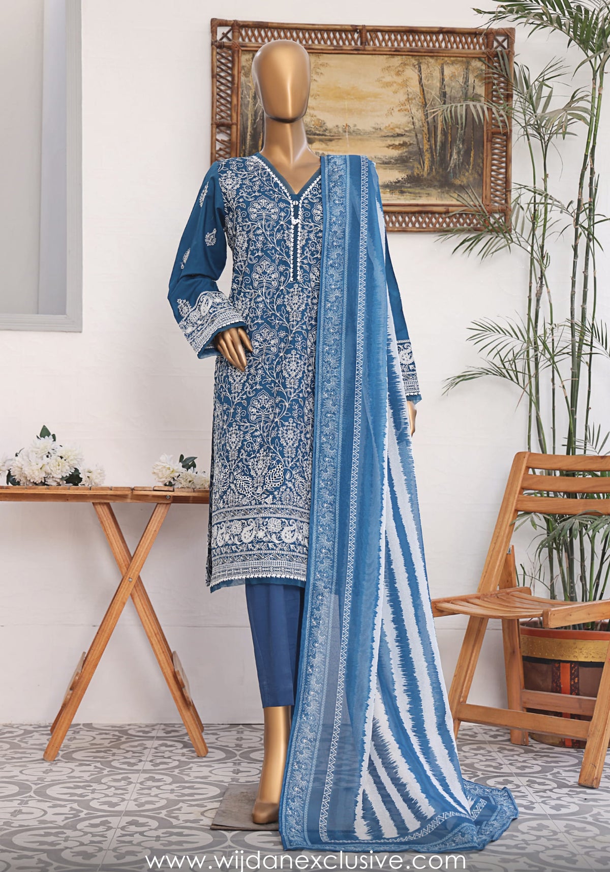 HZ Dastan Slub Lawn Embroidered Collection'25 Vol-03 D-01