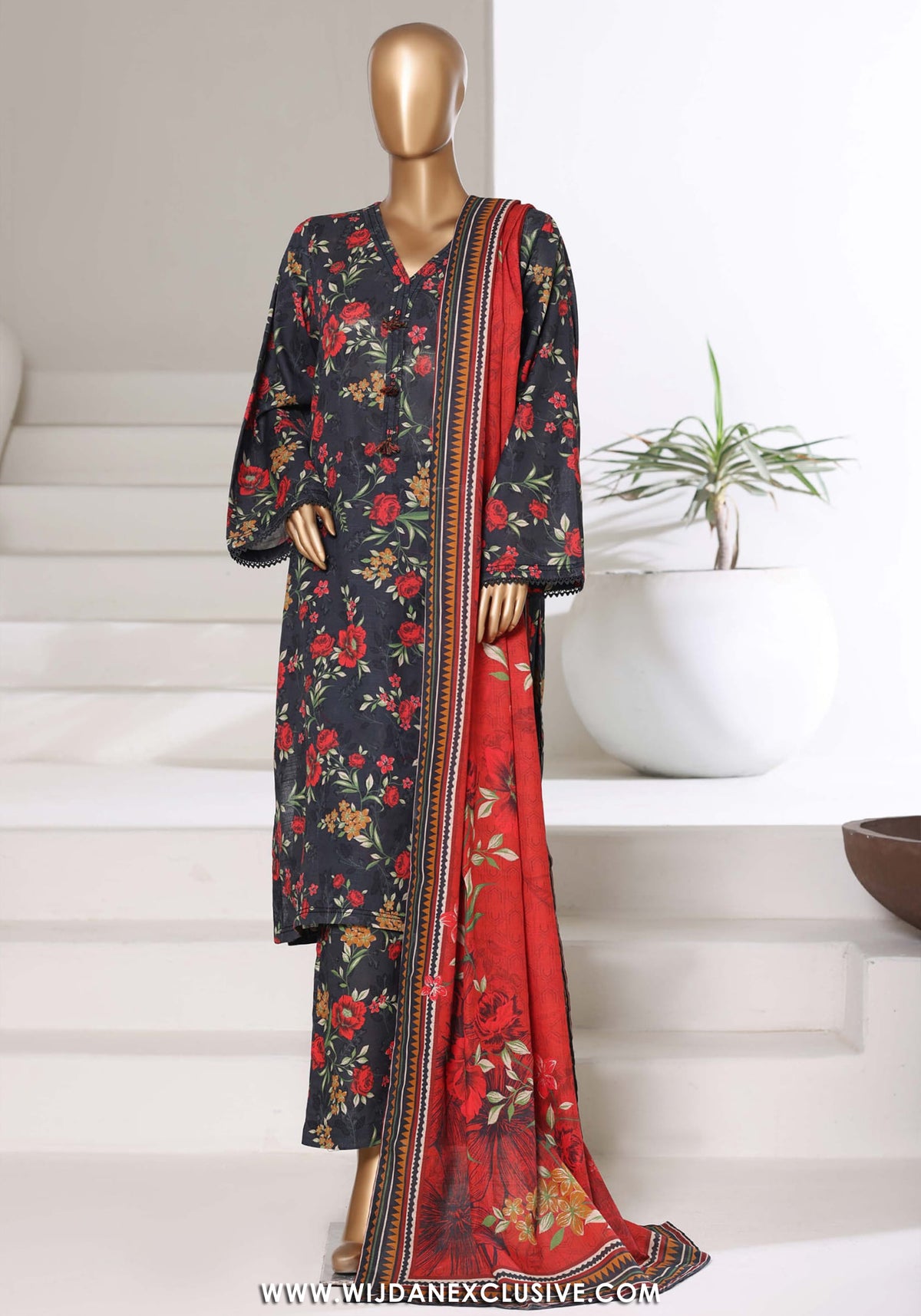Sadabahar Stitched Printed Khaddar Vol-03 Collection - 2025 (DARK GREY)