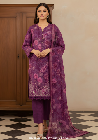 Amarah by Wijdan | Unstitched Embroidered Viscose Self Collection - 2025 (PURPLE)
