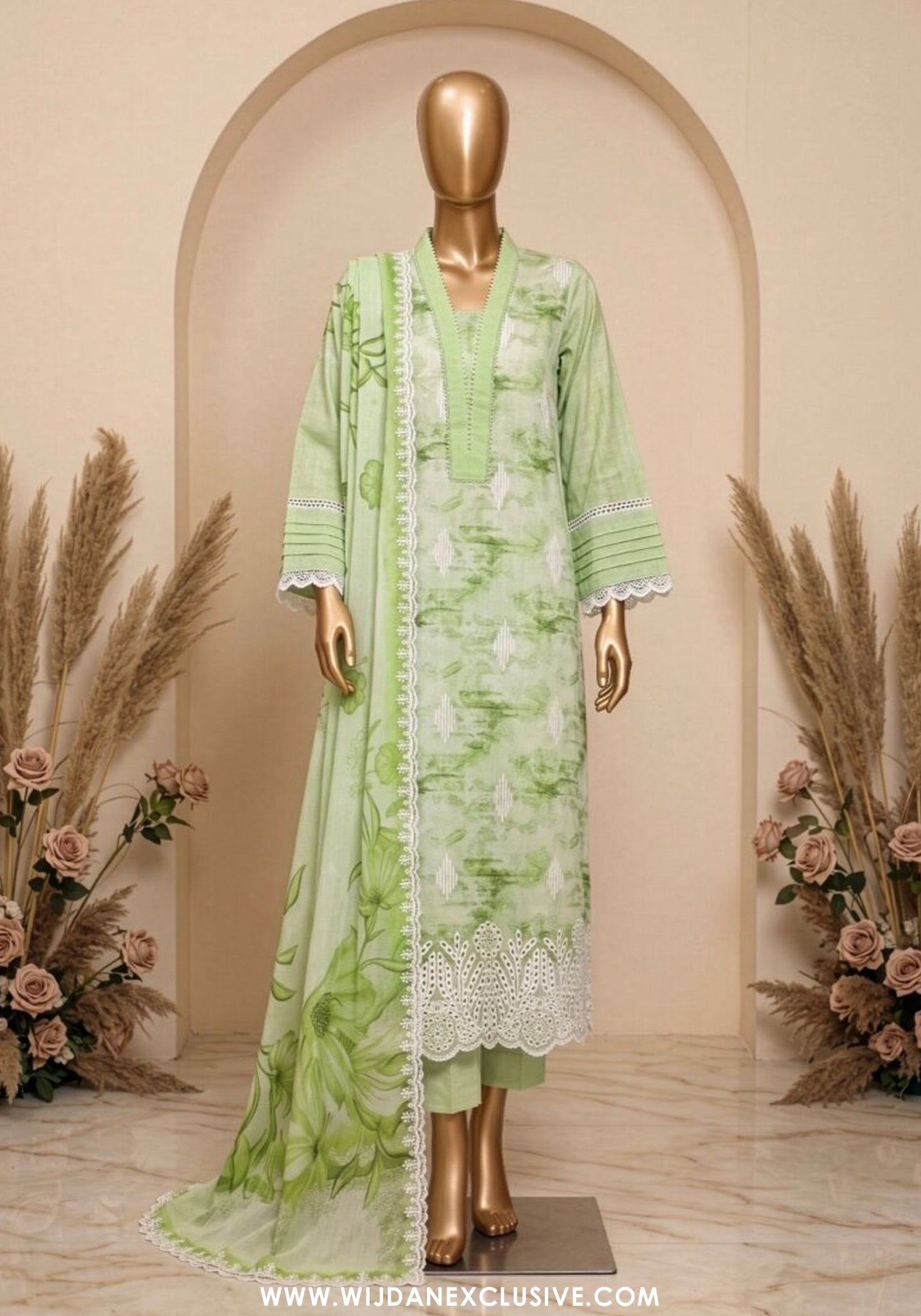 Libas e Khas 3pc Unstitched Embroidered Lawn Collection - 2026 (D-01)