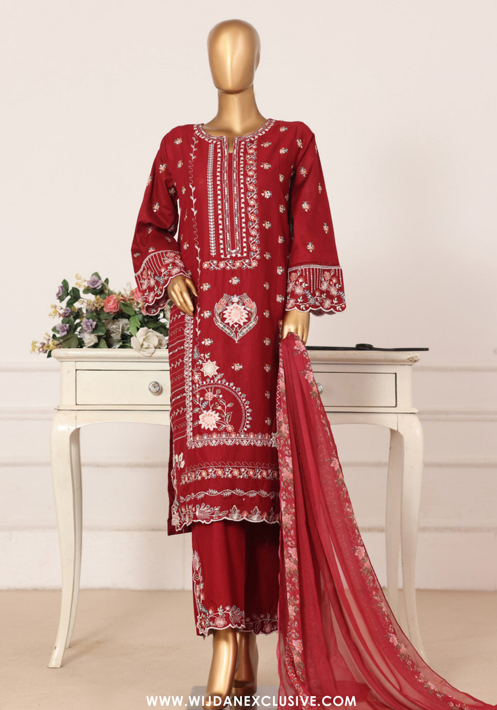 Bin Saeed Stitched Luxury Embroidered 3pc Vol-III Collection - 2026 (D-01)