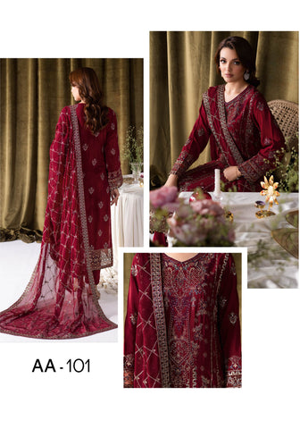 Aangan Luxury Raw Silk Collection'24 Vol-01 by Ramsha AA-101