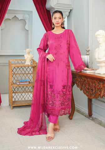 Marjjan Unstitched Silk Viscose Embroidered Collection - 2025 MV-284 (FUSION PINK)