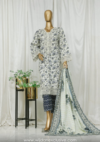 Bin Saeed Luxury Front Open Cutwork 3pc Collection'25 D-01