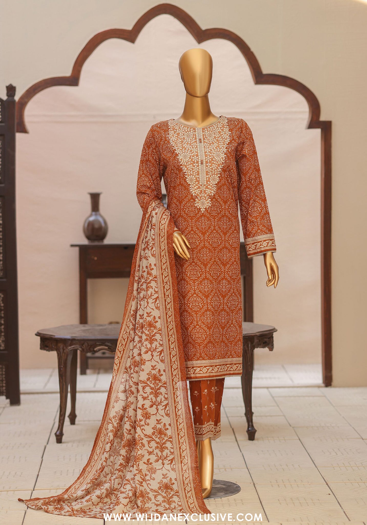 HZ Premium Daily Wear Unstitched Embroidered 3pc Lawn Collection - 2026 (D-01)