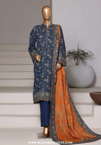 Sadabahar Stitched Printed Khaddar Shimmer Vol-II Collection - 2025 (BLUE)