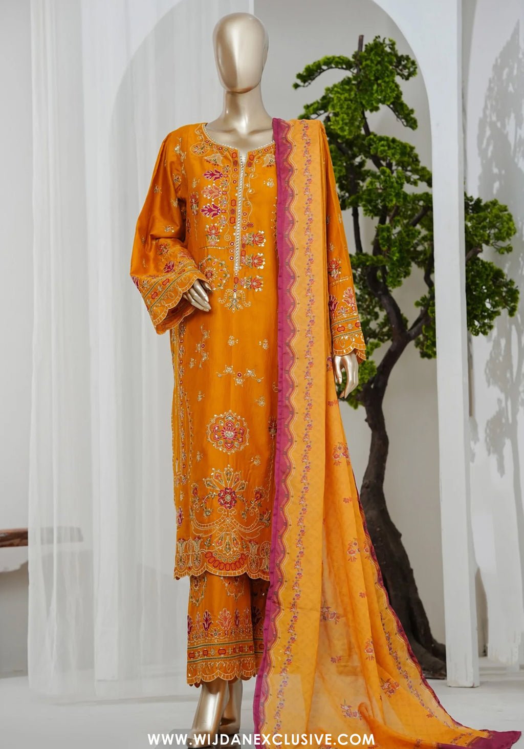 Bin Saeed Stitched 3pc Luxury Embroidered Jacquard Collection - 2026 (D-01)