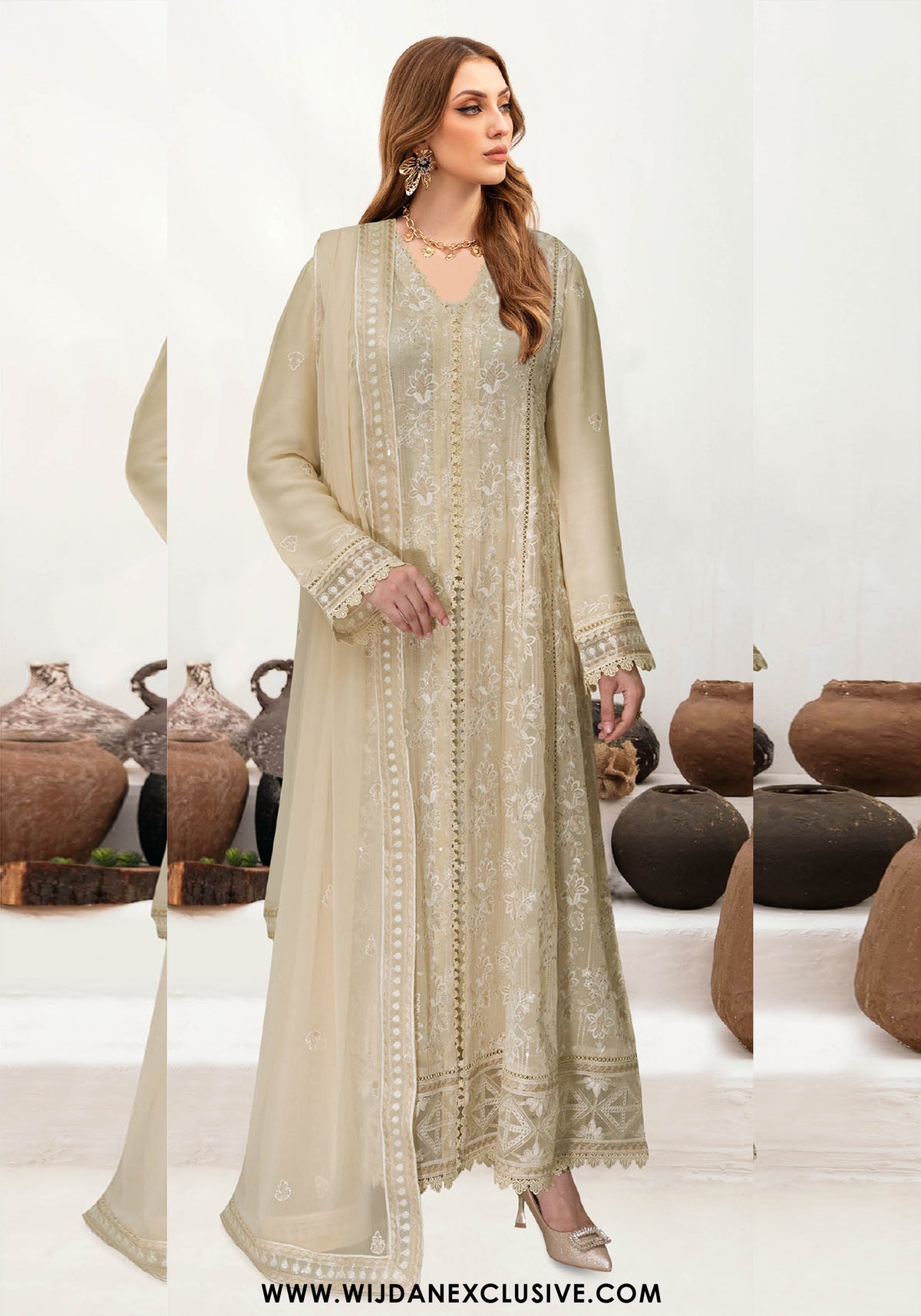 Wijdan Semi-Stitched Luxury Chiffon Collection – 2025 WE-529