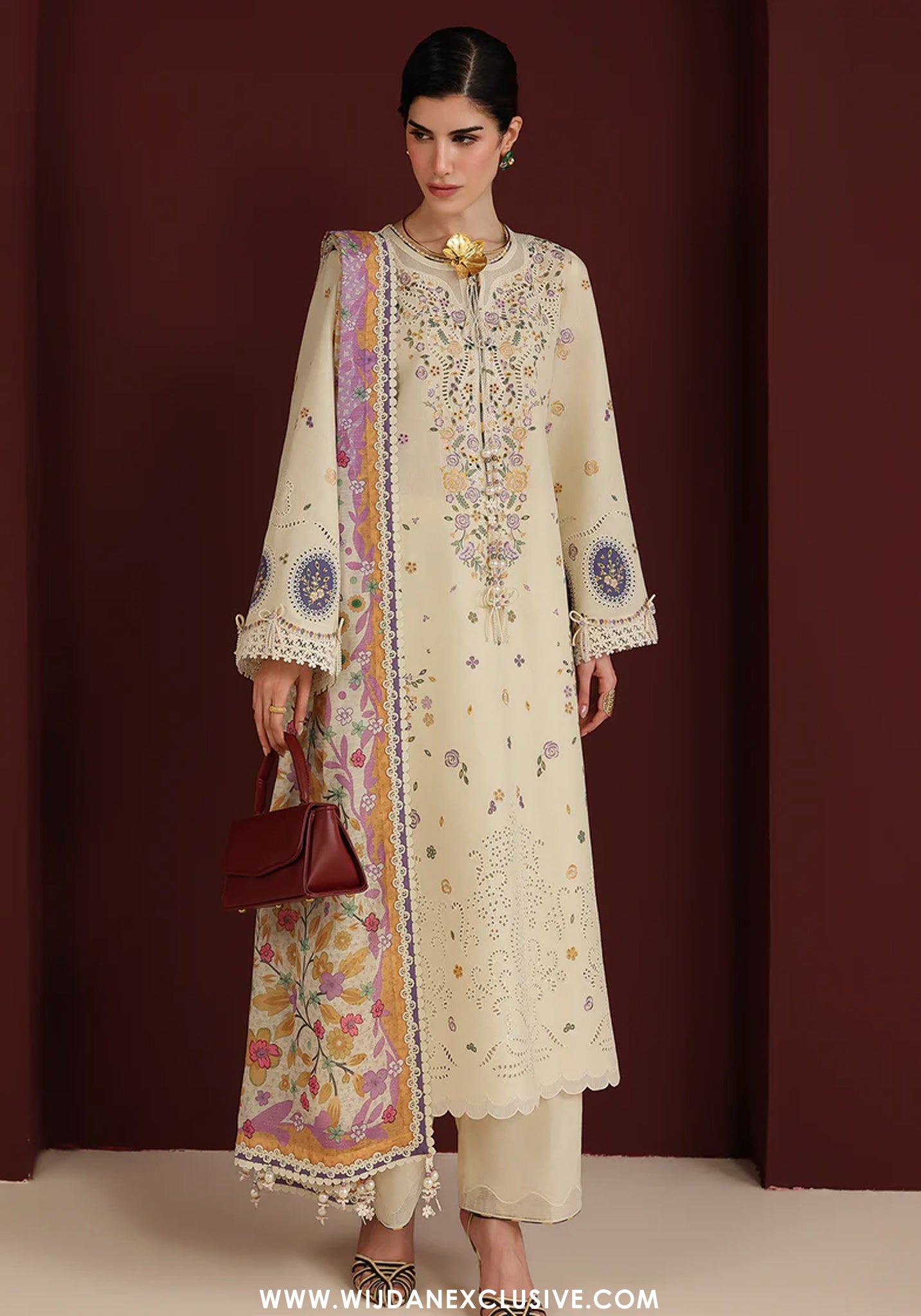 Iris by Jazmin | Unstitched Embroidered Luxury Lawn Collection - 2026 (D-01)