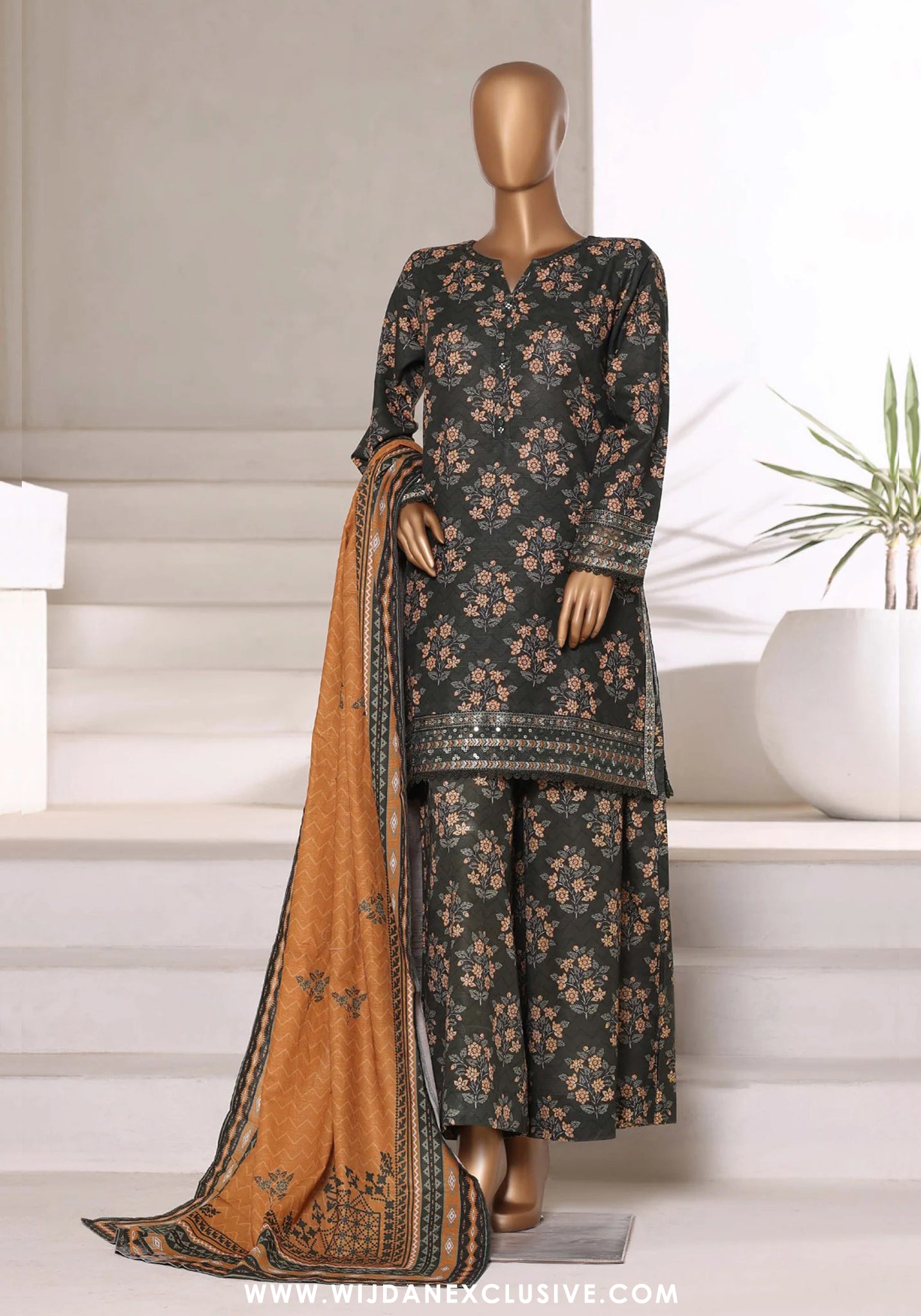 Sadabahar Malika Stitched Embroidered Khaddar Collection - 2025 (GREY)