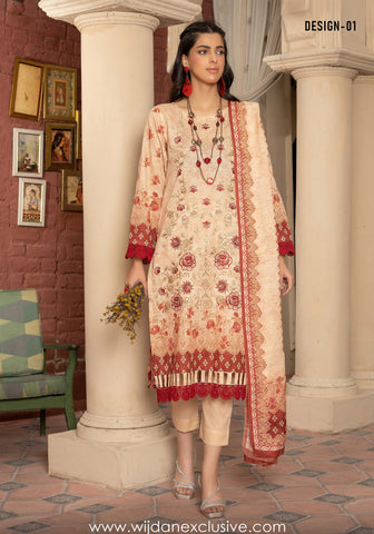 Masooma 3pc Digital Bana Doria Festive Emb Collection'25 D-01