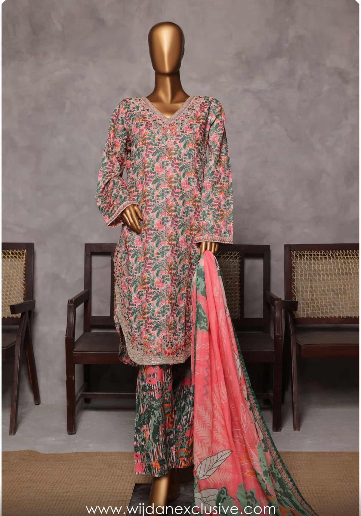 Bin Saeed Exclusive 3pc Front Open Cutwork Collection'25 Vol-03 D-01
